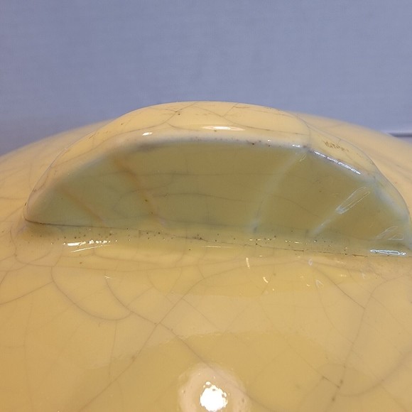 Vtg Yellow Caliente Pottery Casserole Metal Trivet Bakelite Handles - Top Issues - Picture 5 of 12